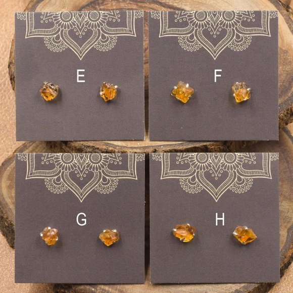 Citrine and Sterling Silver Crystal Stud Earrings - Choose the pair you want - Picture 3 of 3